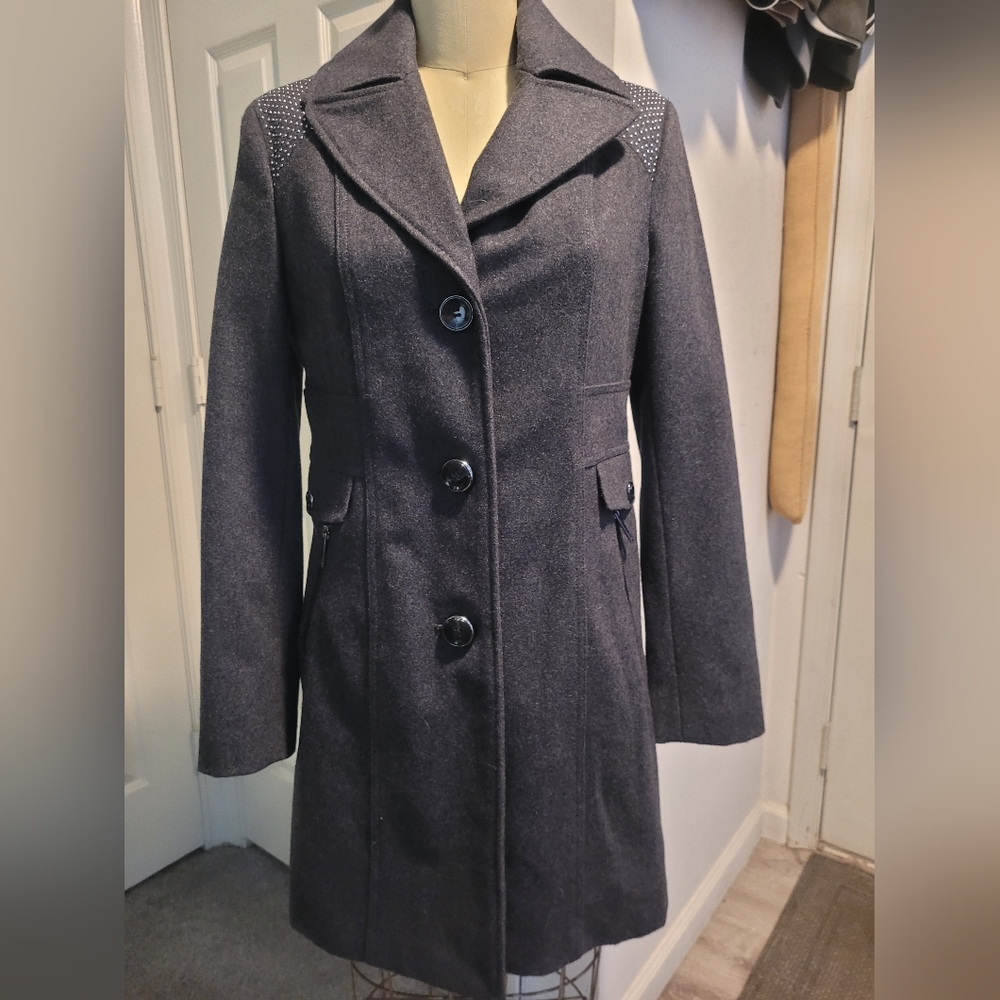 Kenneth Cole Womens Studded Pea Coat